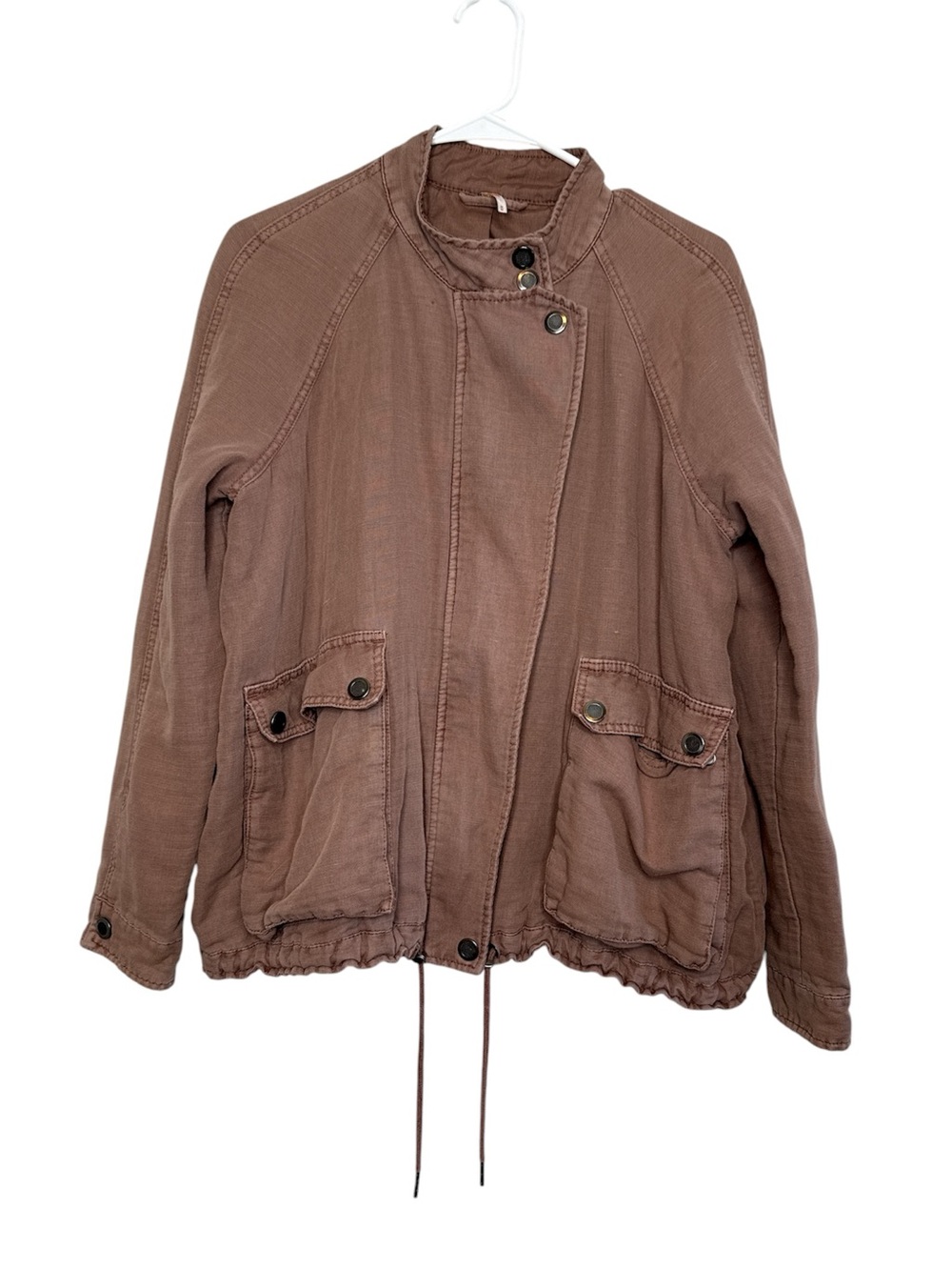 Free People Women's Slouchy Drawstring Bomber Jacket in Mauve Size Medium